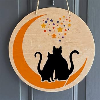 オーダー受付中　猫柄　猫シルエット　ハンドメイド Amazon.co.jp: FINGERINSPIRE 月猫ペインティングステンシル 7.8